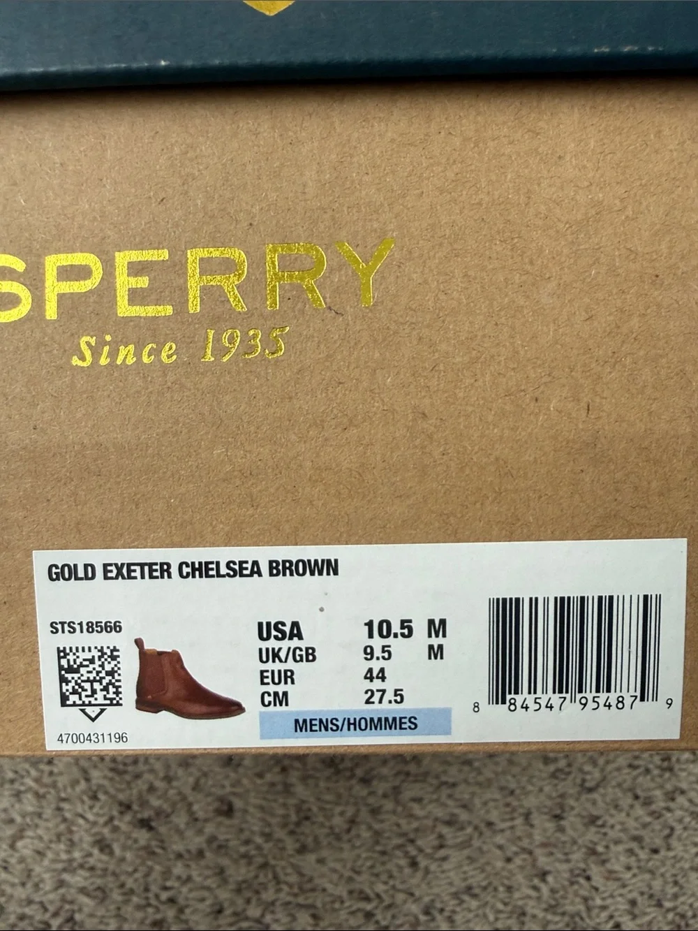 Men's Sperry Gold Exeter Chelsea Boot in Saddle Brown Leather